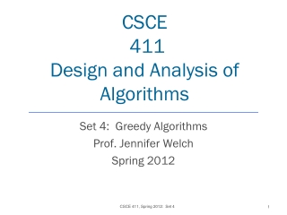CSCE  411 Design and Analysis of Algorithms