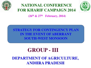 NATIONAL CONFERENCE  FOR KHARIF CAMPAIGN 2014