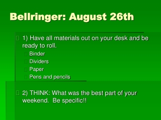Bellringer: August 26th