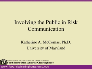 Involving the Public in Risk Communication