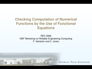 Checking Computation of Numerical Functions by the Use of Functional Equations