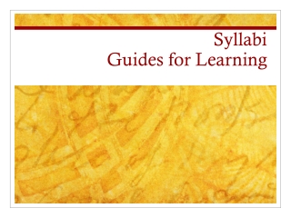 Syllabi  Guides for Learning