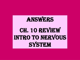AnswErs  CH. 10 REVIEW INTRO TO NERVOUS SYSTEM