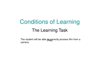 Conditions of Learning