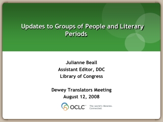 Updates to Groups of People and Literary Periods