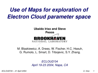 Use of Maps for exploration of Electron Cloud parameter space