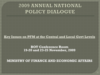 2009 ANNUAL NATIONAL POLICY DIALOGUE