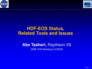 HDF-EOS Status,  Related Tools and Issues