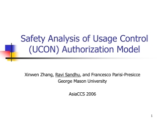 Safety Analysis of Usage Control (UCON) Authorization Model