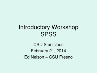 Introductory Workshop SPSS