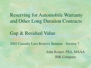 John Kerper, FSA, MAAA JHK Company