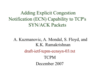 Adding Explicit Congestion Notification (ECN) Capability to TCP's SYN/ACK Packets