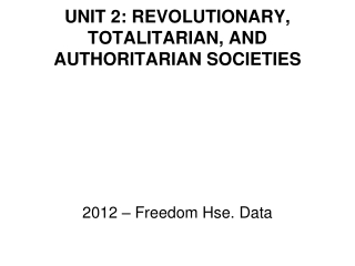 UNIT 2: REVOLUTIONARY, TOTALITARIAN, AND AUTHORITARIAN SOCIETIES