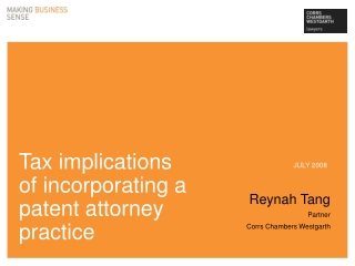 Tax implications of incorporating a patent attorney practice