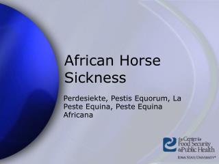 African Horse Sickness