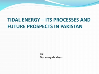 TIDAL ENERGY – ITS PROCESSES AND FUTURE PROSPECTS IN PAKISTAN