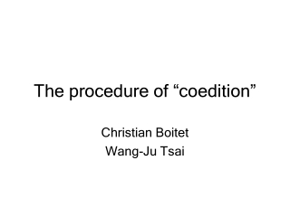 The procedure of “coedition”