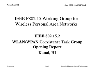 IEEE P802.15 Working Group for Wireless Personal Area Networks