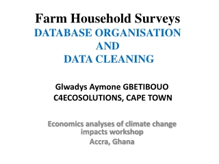 Farm Household Surveys  DATABASE ORGANISATION  AND  DATA CLEANING