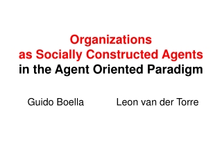 Organizations  as Socially Constructed Agents in the Agent Oriented Paradigm