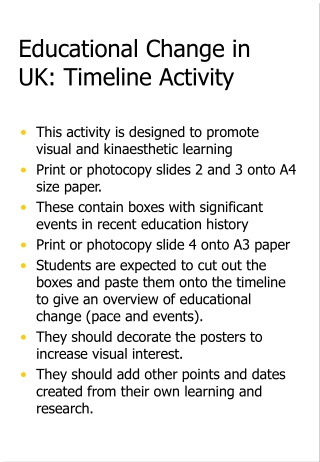 Educational Change in UK: Timeline Activity