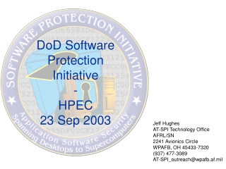 DoD Software  Protection Initiative - HPEC 23 Sep 2003