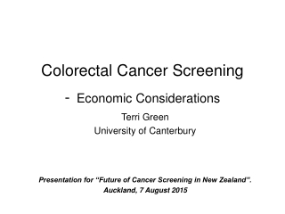 Colorectal Cancer Screening  - Economic Considerations