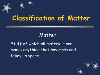 Classification of Matter