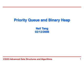 Priority Queue and Binary Heap Neil Tang 02/12/2008