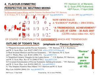 1) “Plaquette Invariants and the Flavour-Symmetric…” P.F. Harrison, D. R. J. Roythorne,