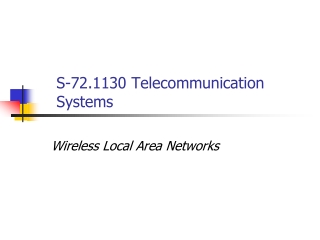 S-72.1130 Telecommunication Systems