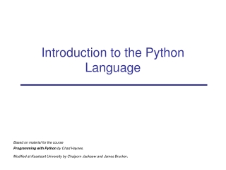 Introduction to the Python Language