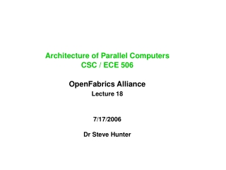 Architecture of Parallel Computers CSC / ECE 506  OpenFabrics Alliance Lecture 18