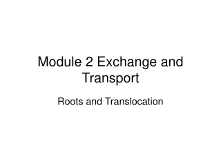 Module 2 Exchange and Transport