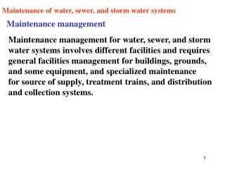 Maintenance of water, sewer, and storm water systems
