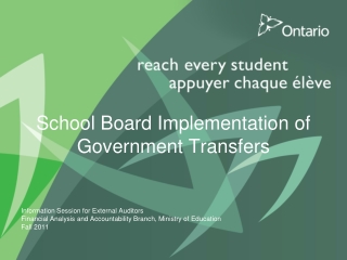 School Board Implementation of Government Transfers