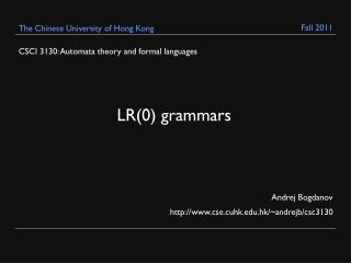 CSCI 3130: Automata theory and formal languages