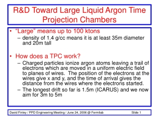R&D Toward Large Liquid Argon Time Projection Chambers