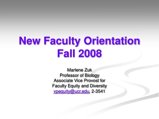 New Faculty Orientation Fall 2008