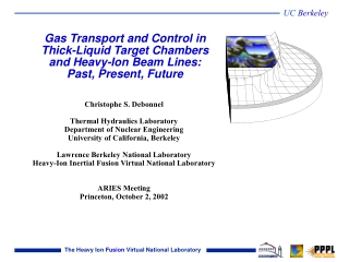 Christophe S. Debonnel Thermal Hydraulics Laboratory Department of Nuclear Engineering