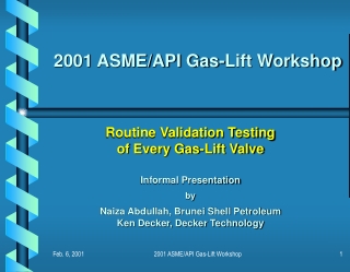 2001 ASME/API Gas-Lift Workshop