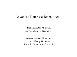 Advanced Database Techniques