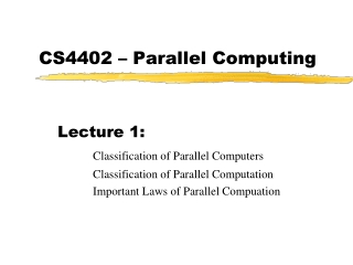 CS4402 – Parallel Computing