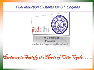 Fuel Induction Systems for S.I. Engines