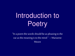 Introduction to Poetry