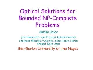 Optical Solutions for Bounded NP-Complete Problems