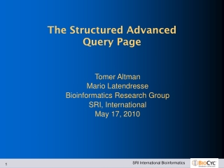 The Structured Advanced Query Page