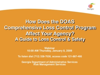 Webinar 10:00 AM Thursday, January 8, 2009  To listen dial (712) 338-7030, access code 121-887-495