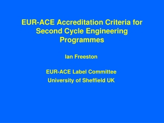 EUR-ACE Accreditation Criteria for Second Cycle Engineering Programmes