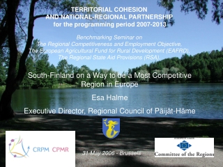 TERRITORIAL COHESION  AND NATIONAL-REGIONAL PARTNERSHIP